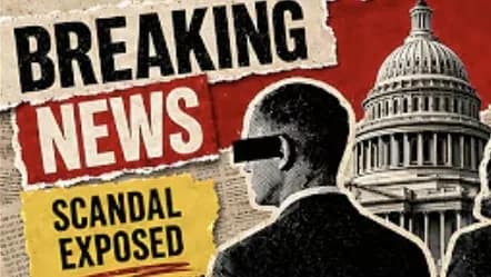 Breaking news headline card built from cut paper and halftone print